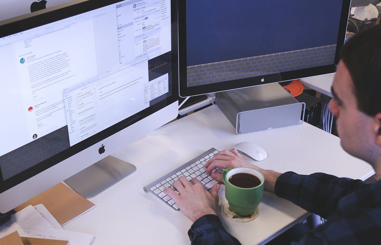 typing, computer, desk